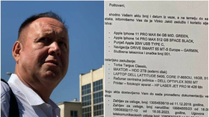 Vinko Jakić nikad nije vratio dva službena iPhonea i laptop, prijavljen Tužilaštvu