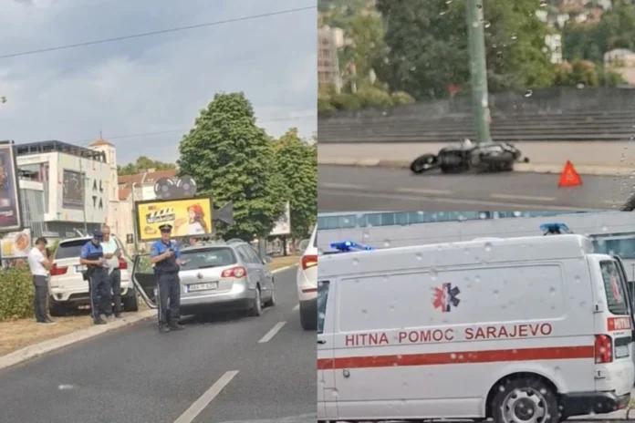 Marijin DvorDvije nesreće u centru Sarajeva: Auto na travi, motocikl na cesti, stvorene velike gužve